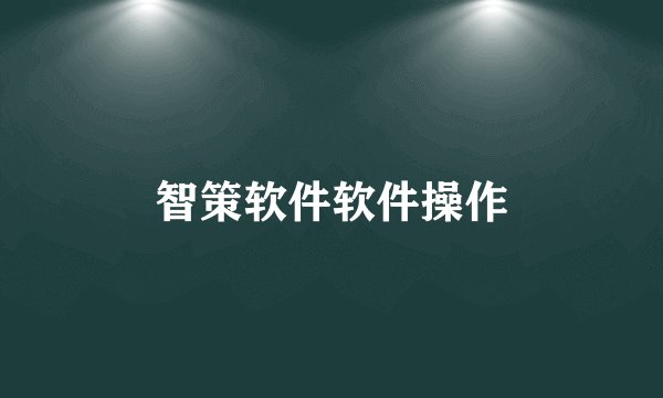 智策软件软件操作