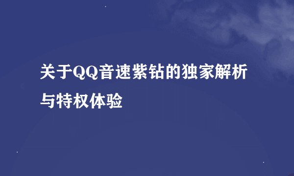 关于QQ音速紫钻的独家解析与特权体验