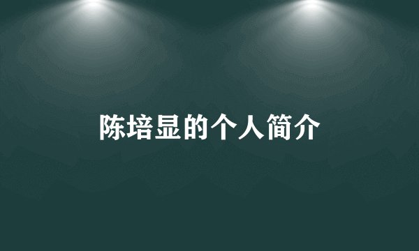 陈培显的个人简介