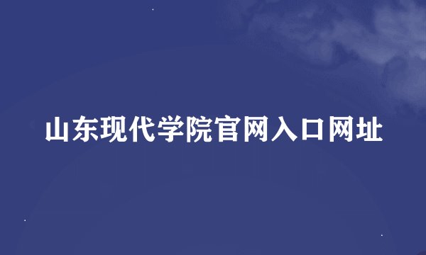 山东现代学院官网入口网址