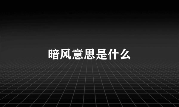 暗风意思是什么