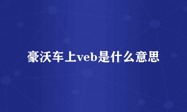 豪沃车上veb是什么意思