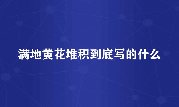满地黄花堆积到底写的什么