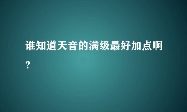 谁知道天音的满级最好加点啊？
