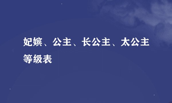 妃嫔、公主、长公主、太公主等级表