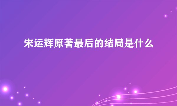 宋运辉原著最后的结局是什么