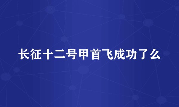 长征十二号甲首飞成功了么