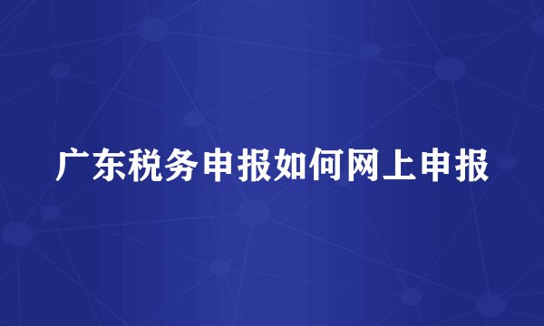 广东税务申报如何网上申报