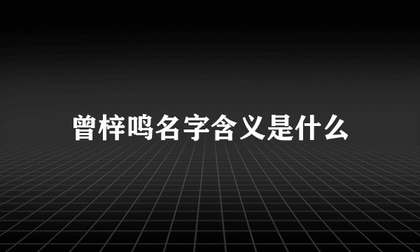 曾梓鸣名字含义是什么