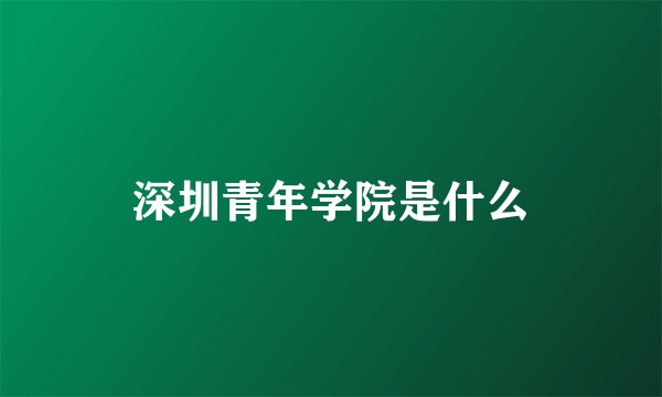 深圳青年学院是什么