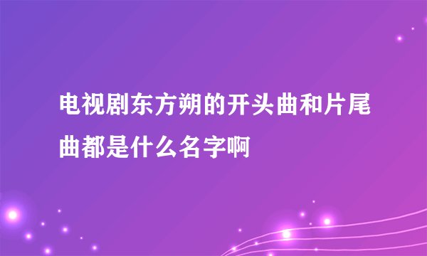 电视剧东方朔的开头曲和片尾曲都是什么名字啊