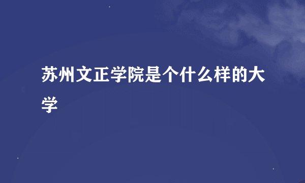 苏州文正学院是个什么样的大学