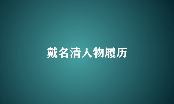 戴名清人物履历