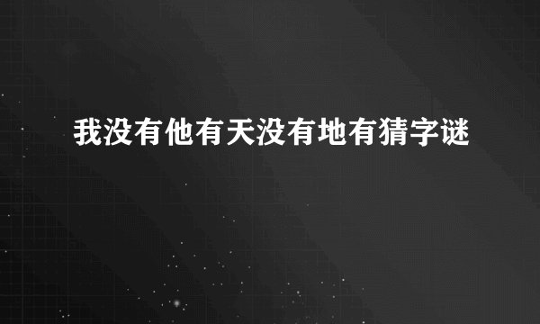我没有他有天没有地有猜字谜