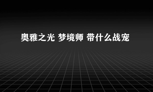 奥雅之光 梦境师 带什么战宠