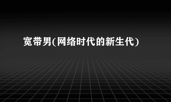 宽带男(网络时代的新生代)