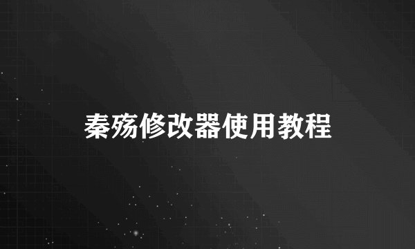 秦殇修改器使用教程