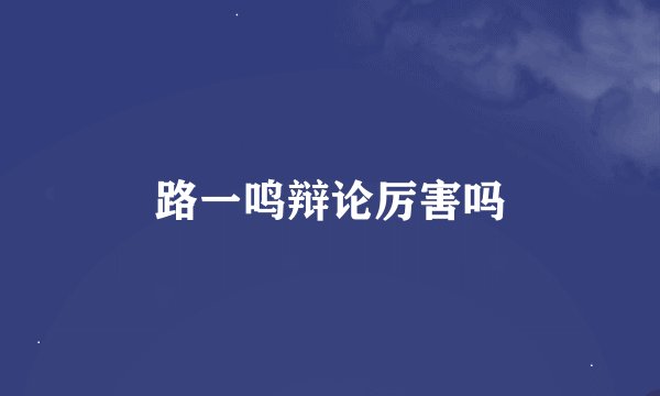路一鸣辩论厉害吗