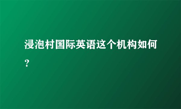 浸泡村国际英语这个机构如何？
