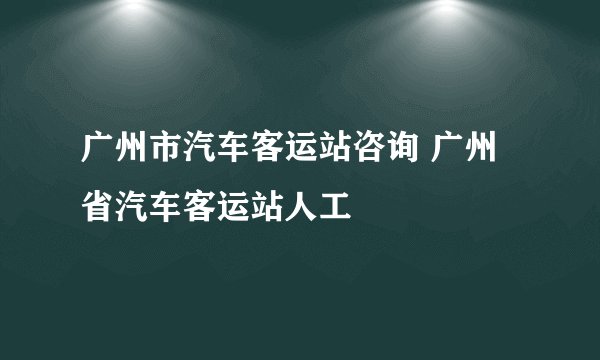 广州市汽车客运站咨询 广州省汽车客运站人工