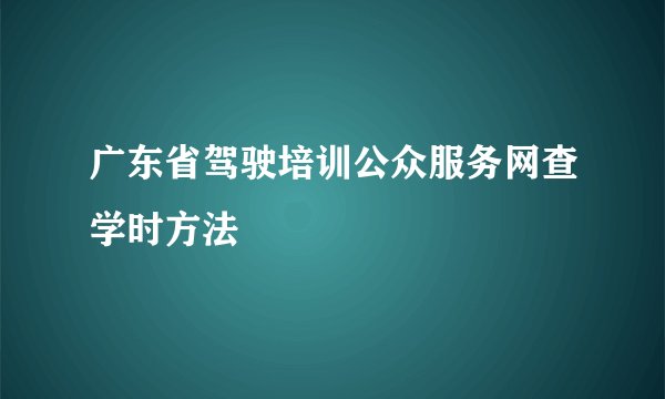 广东省驾驶培训公众服务网查学时方法