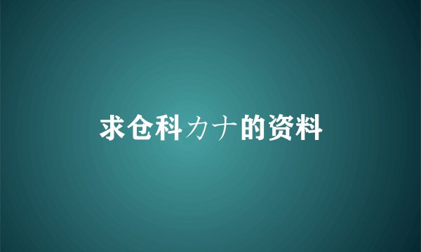 求仓科カナ的资料