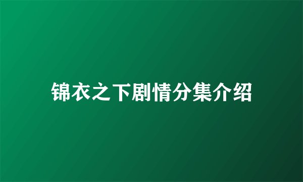 锦衣之下剧情分集介绍