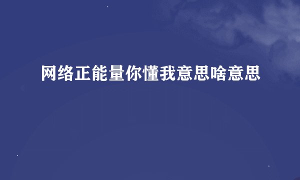 网络正能量你懂我意思啥意思