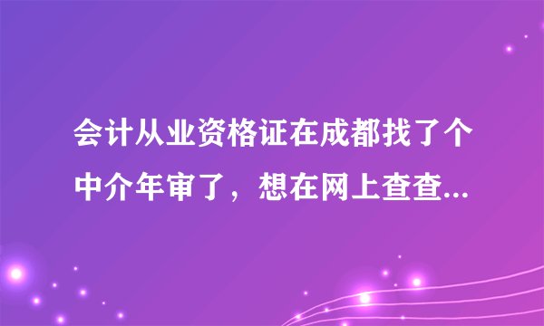 会计从业资格证在成都找了个中介年审了，想在网上查查是否年审了，哪个网站可以查呢？