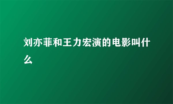 刘亦菲和王力宏演的电影叫什么