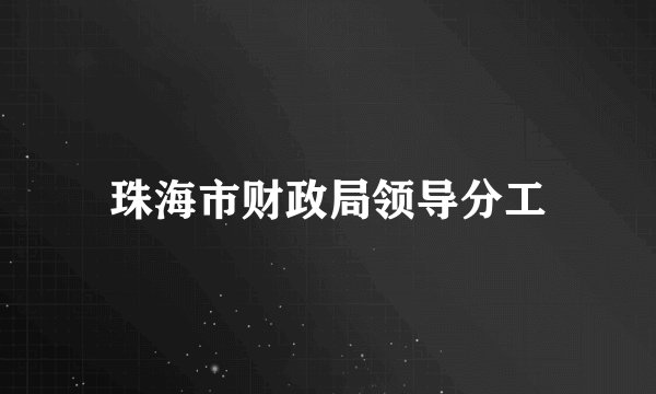 珠海市财政局领导分工