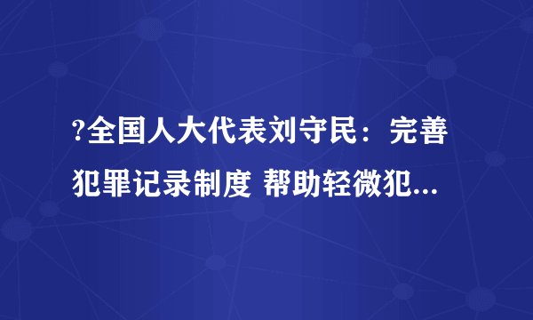 ?全国人大代表刘守民：完善犯罪记录制度 帮助轻微犯罪人员融入社会