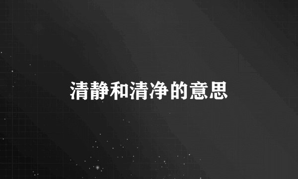清静和清净的意思