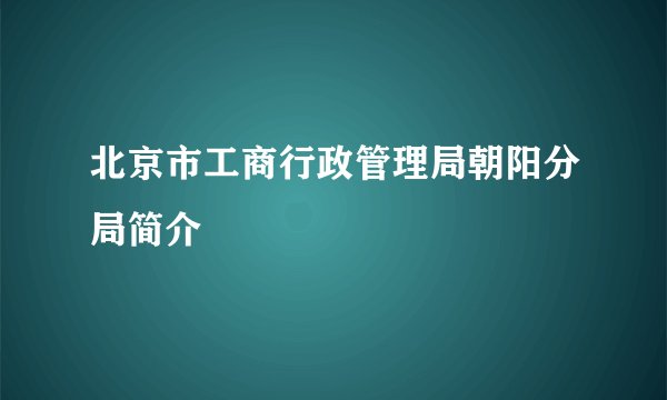 北京市工商行政管理局朝阳分局简介