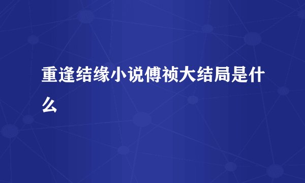 重逢结缘小说傅祯大结局是什么