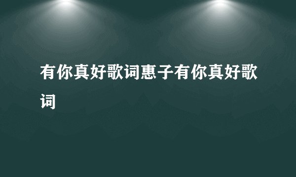 有你真好歌词惠子有你真好歌词