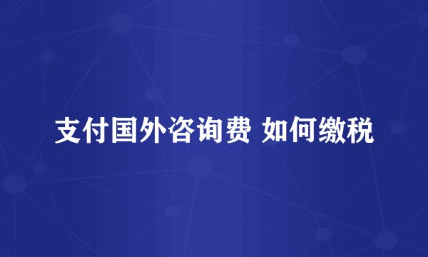 支付国外咨询费 如何缴税
