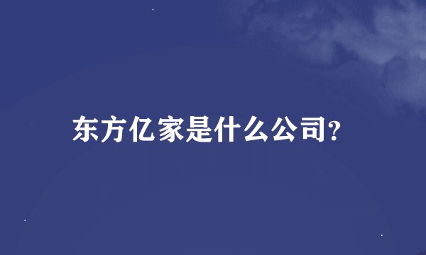 东方亿家是什么公司？