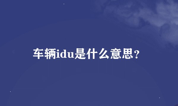 车辆idu是什么意思？