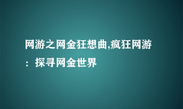 网游之网金狂想曲,疯狂网游：探寻网金世界