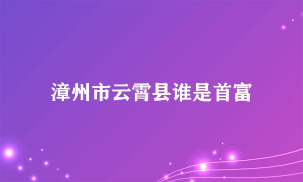 漳州市云霄县谁是首富