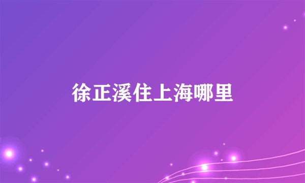 徐正溪住上海哪里