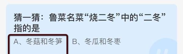 猜一猜:鲁菜名菜“烧二冬”中的“二冬指的是？