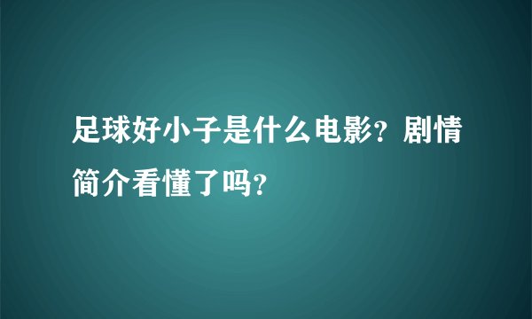 足球好小子是什么电影？剧情简介看懂了吗？