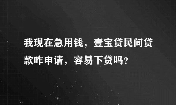 我现在急用钱，壹宝贷民间贷款咋申请，容易下贷吗？