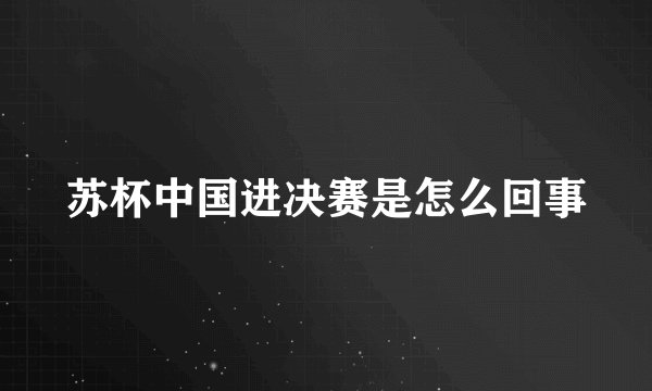 苏杯中国进决赛是怎么回事