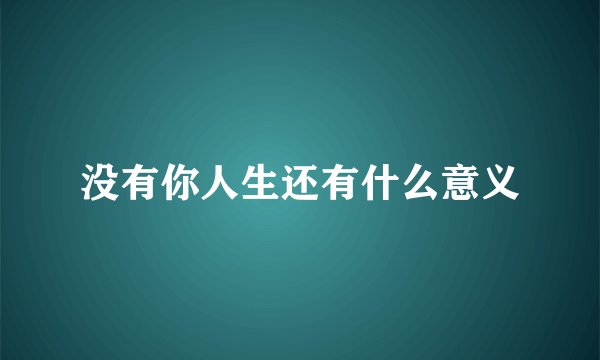 没有你人生还有什么意义