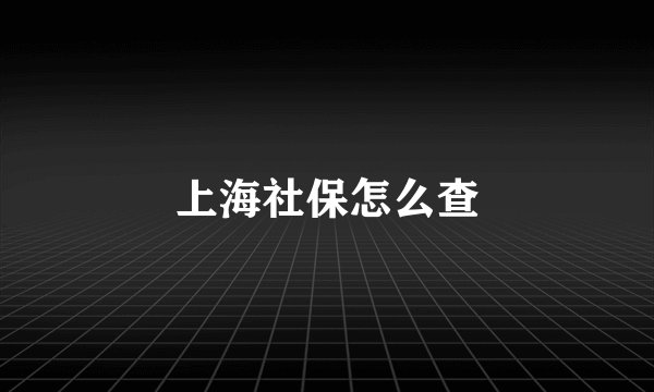 上海社保怎么查