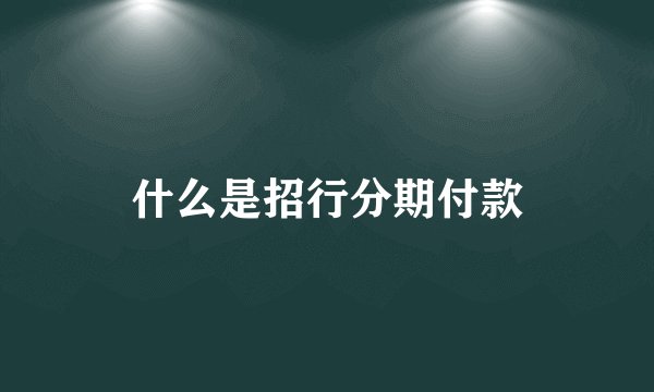 什么是招行分期付款