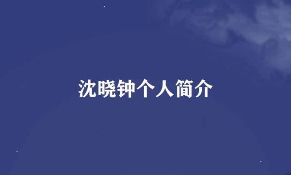 沈晓钟个人简介